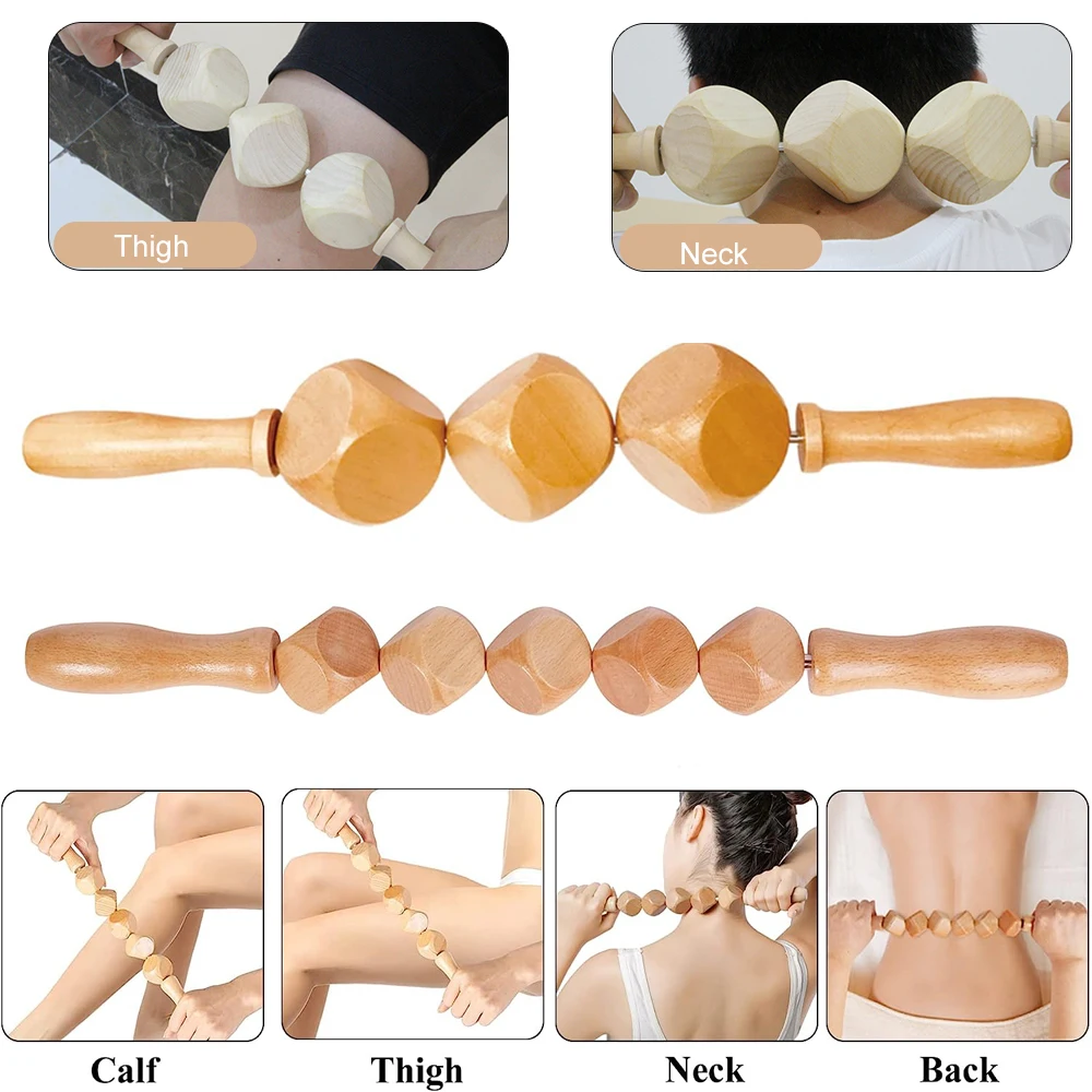 Wood Therapy Massage Set Maderoterapia Massager Roller Anti Cellulite Slimming Gua Sha Massager for Body Back Foot Masajeador