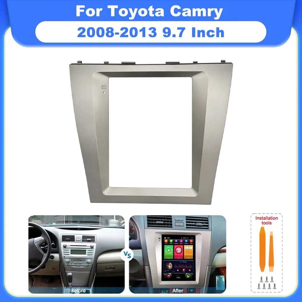 9.7 Inch Radio Fascia Frame Car Android Stereo Dashboard Panel Trim Kit For Toyota Camry Without Buttons 2008-2013