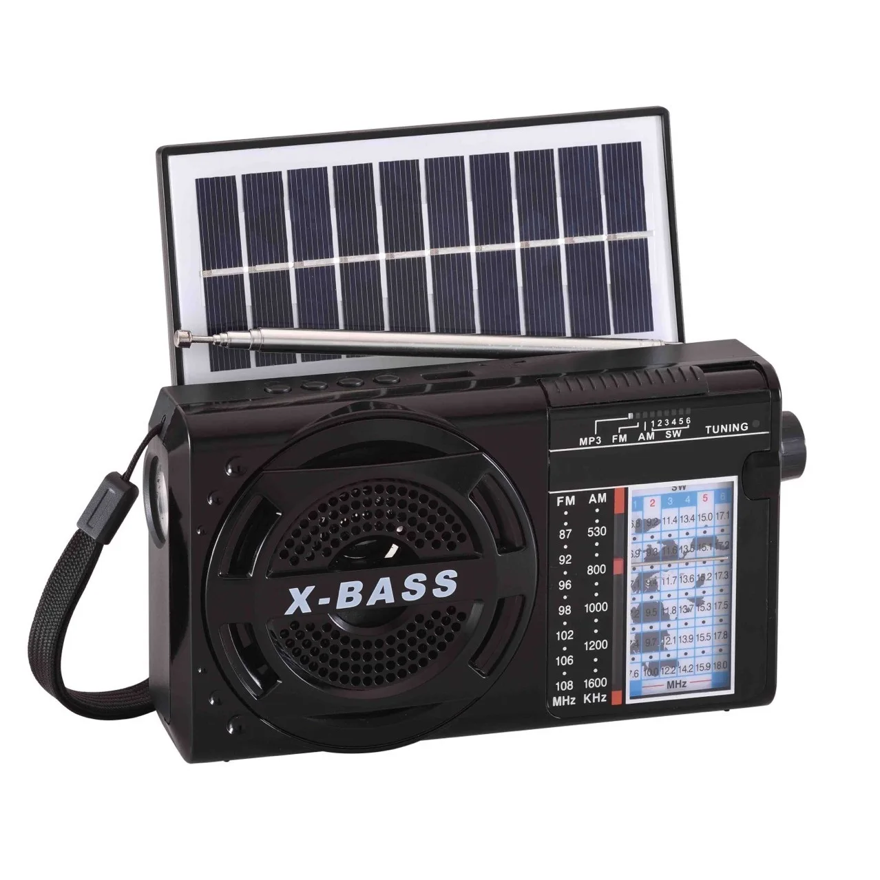 Multi-band Portable MP3 Player with Flashlight Bluetooth Solar Charging Retro Vintage Radio