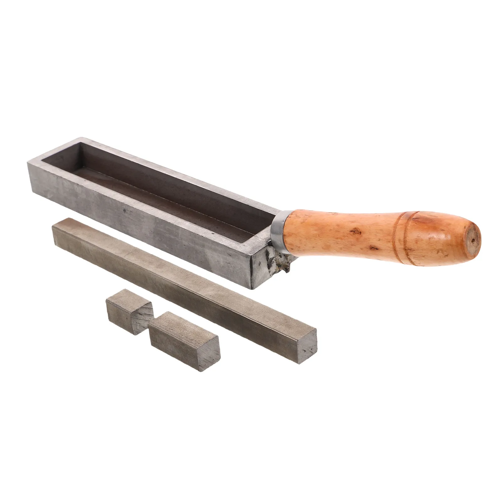 Professional Wooden Handle Refining Melting and Casting Mold for Gold Silver Iron Ingots Precision Oil Groove Jewelry Crafting