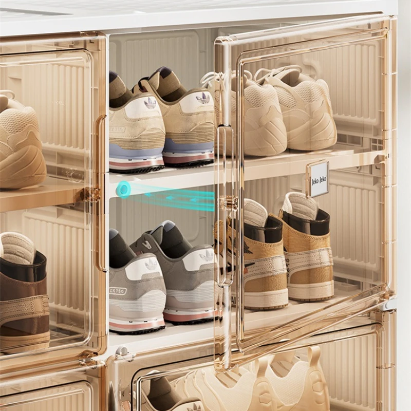 MultiLayer Shoe Cabinet Household Door with Transparent Shoe Box Simple Folding Shoe Storage Racks