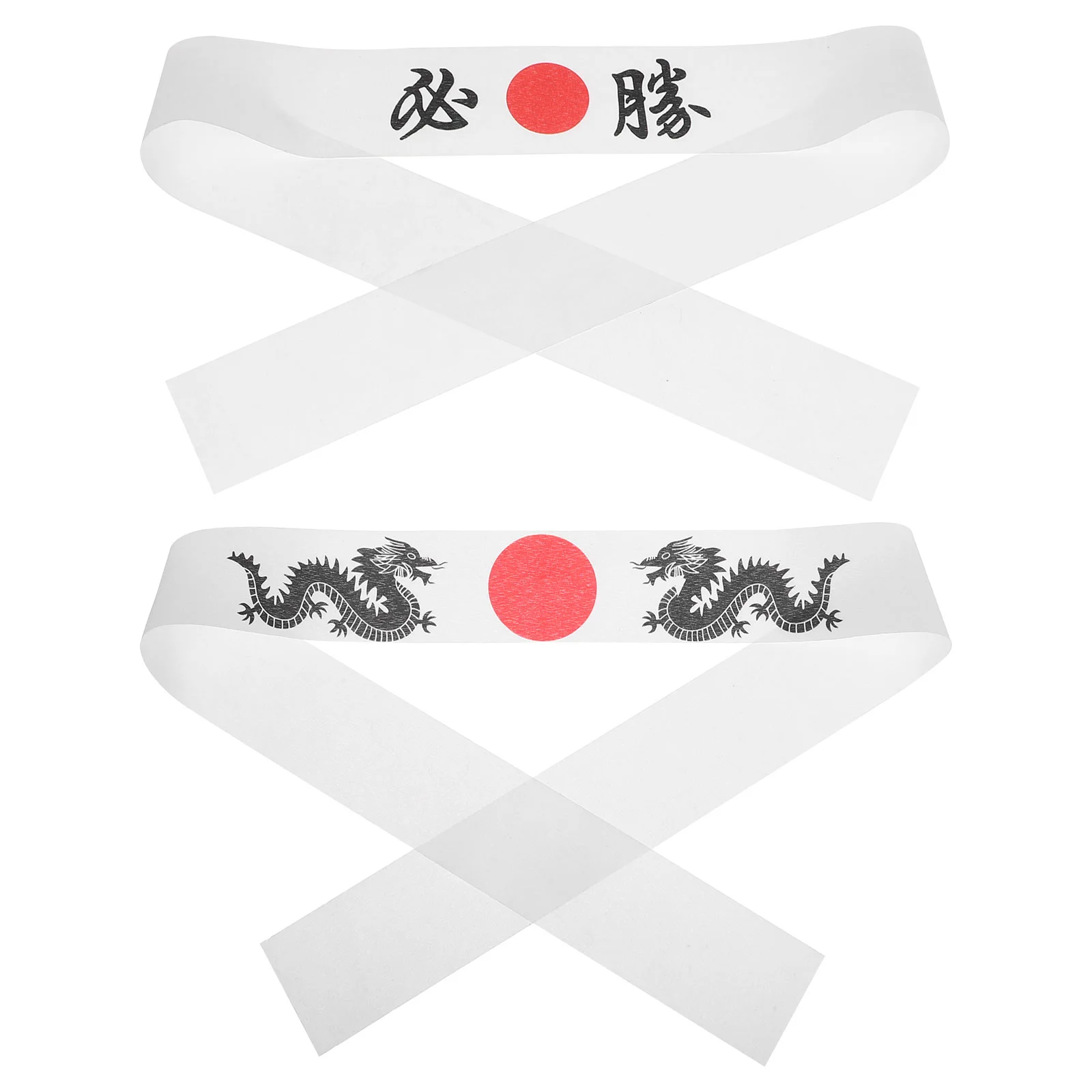 2 Pcs Japanese Must-win Headband Sushi Chef Costume Hat Kitchen Bushido Hachimaki Polyester Student Yoga