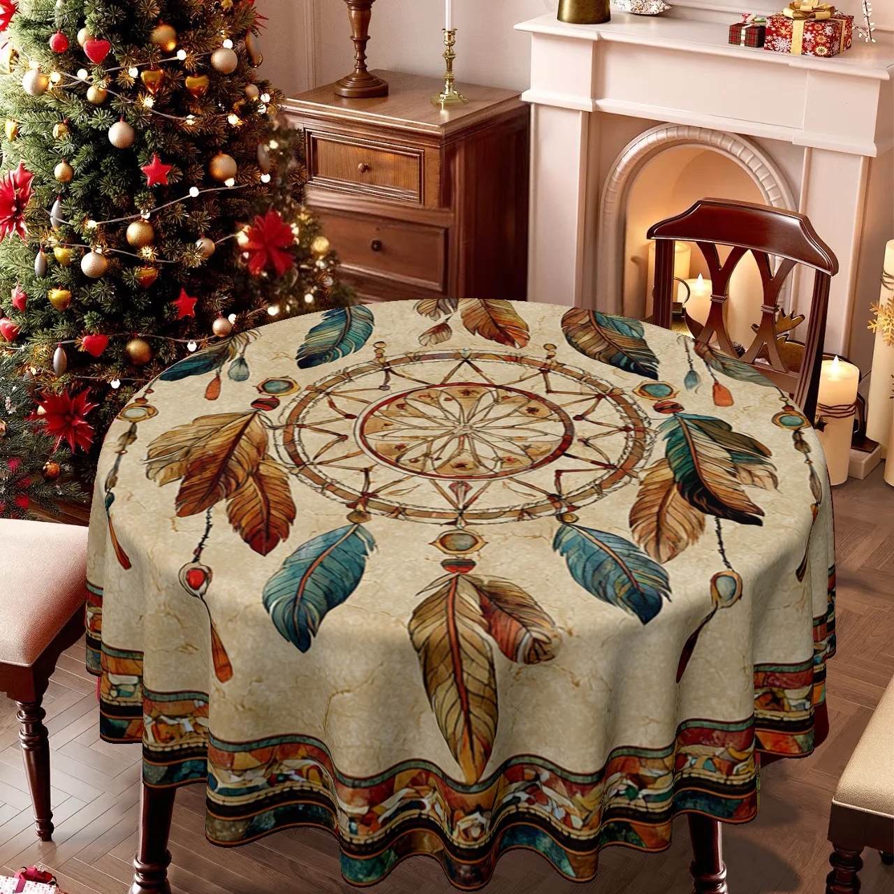 1 tablecloth, Christmas, Easter, Bohemian dream catcher pattern print tablecloth