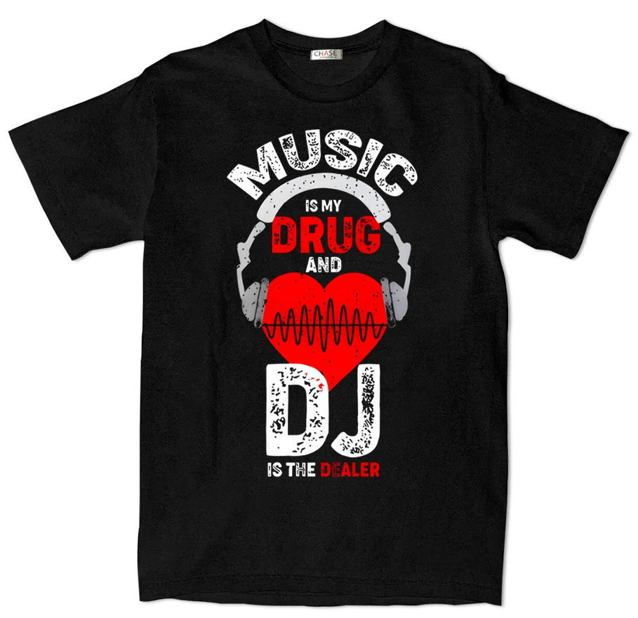 

LE Мужская футболка Music Is My Drug And Dj Is The Dealer, хлопковые футболки с короткими рукавами и принтом унисекс, мужская одежда
