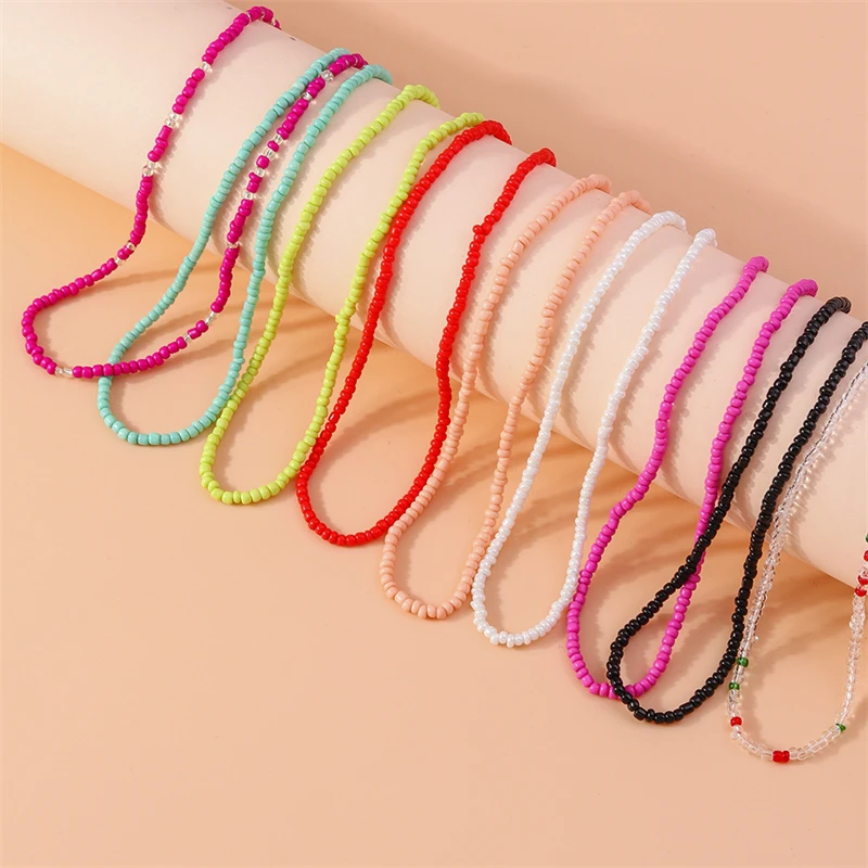 Mode bunte einfache handgemachte Perlen Halskette für Frauen Mädchen Party Festival Schmuck Geschenke – Detail 3