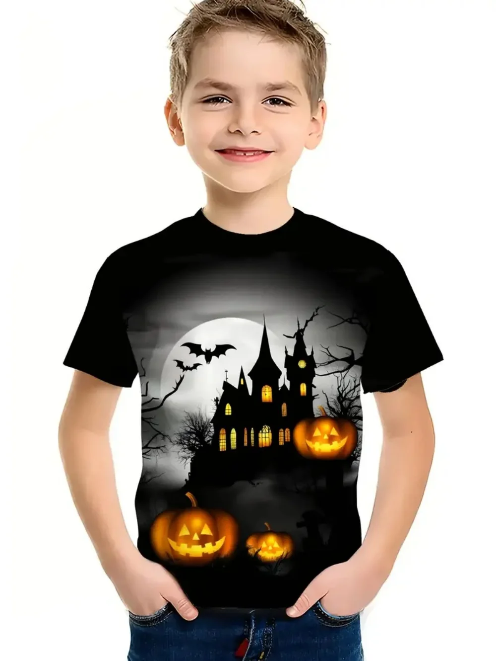 

Cute Mummy Pumpkin Children's Short Sleeved T-shirt for Boys and Girls Casual Top