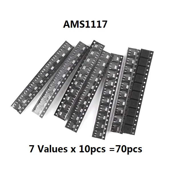 70pcs = 7 Kinds *10pcs AMS1117-3.3V AMS1117-2.5V AMS1117-1.8V AMS1117-1.5V AMS1117-1.2V  Kit AMS1117-ADJ AMS1117-5.0V