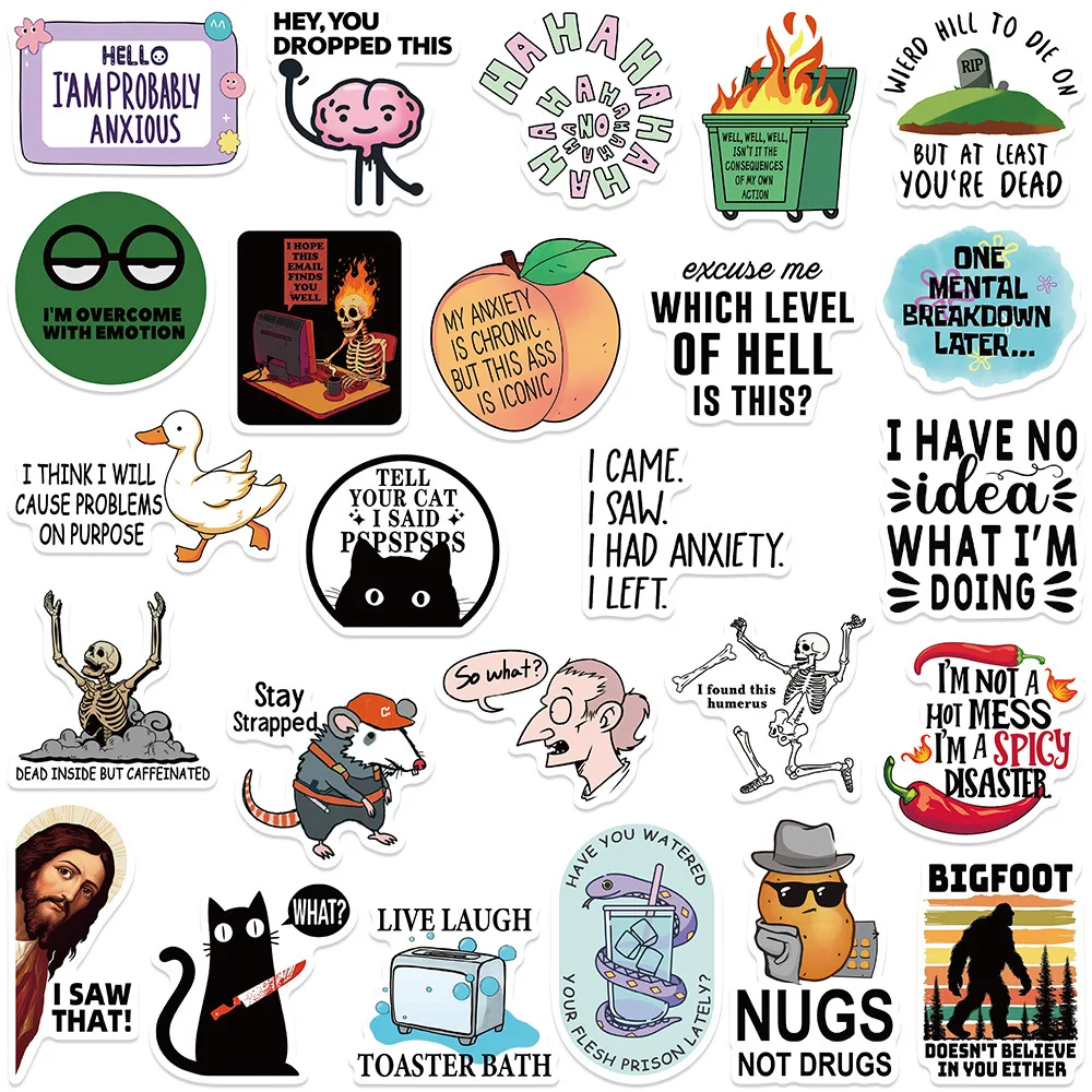 10/30/50 PIÈCES Drôle Snarky Meme Autocollants Dessin Animé Autocollants Décoration BRICOLAGE Ordinateur Portable Réfrigérateur Téléphone Vélo Ordinateur Portable Guitare Graffiti Enfants Jouets