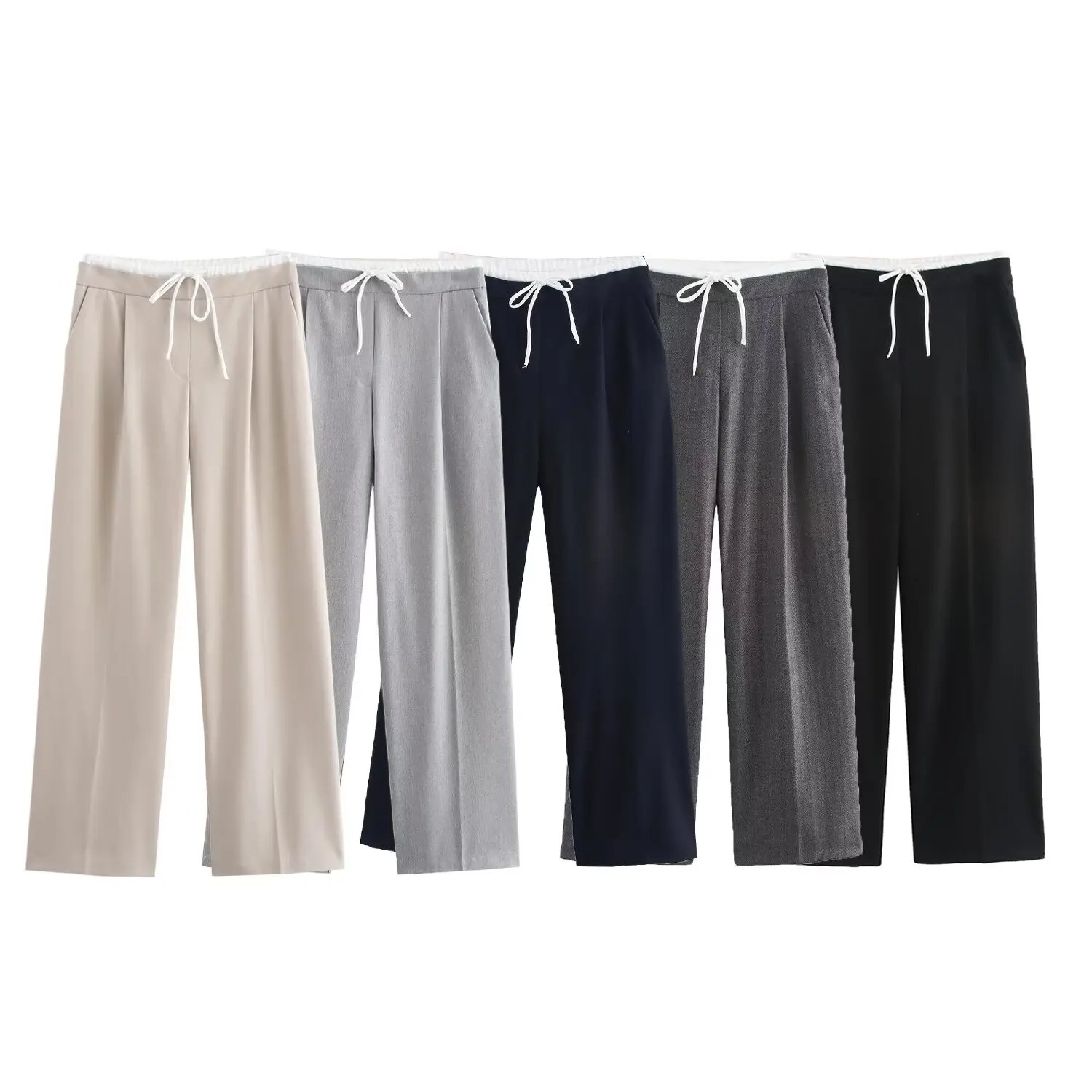 Tangada 2025 Vrouwen Effen Broek Wijde Pijpen Broek Strethy Taille Vrouwelijke Lange Broek 6X 0167