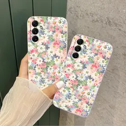 A55 Canvas Flower Silicone Phone Case For Samsung A55 A53 A54 A52S A50 A51 A33 A73 A24 A32 A91 A34 A72 A31 A71 A23 A22 A23 Cover