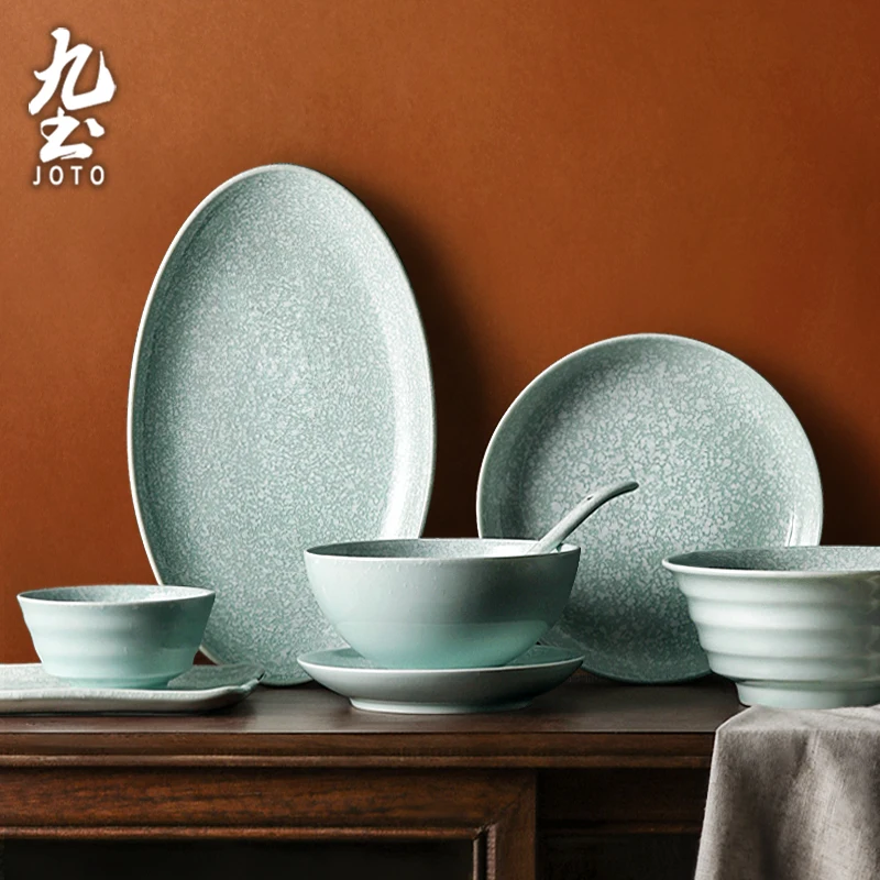 

JOTO Variety of styles Glazed glossy finish Creative Snowflake Glaze Tableware Set CJR0479