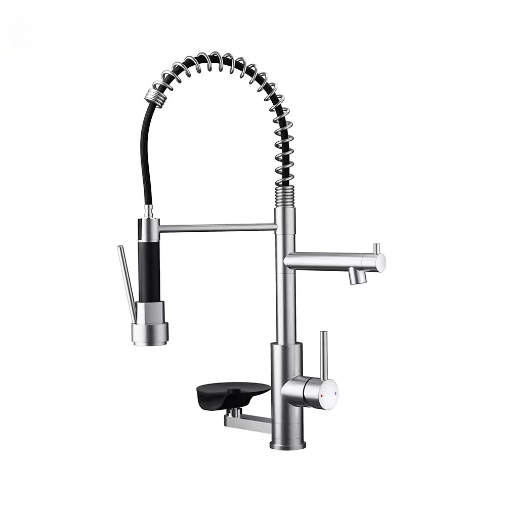 

New Universal Rotatable Tap Extender Swivel Extension Spring Pull Down Sprayer Kitchen Faucet With Cup Bottle Cleaner