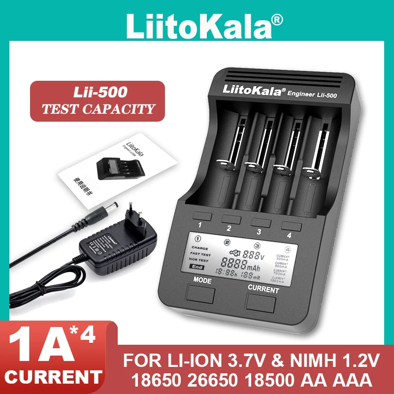 LiitoKala Lii-600 S8 500 PD4 202 18650 Battery Charger 3.7V 18350 18500 21700 25500 26650 1.2V AA AAA NiMH/Cd Lithium-ion