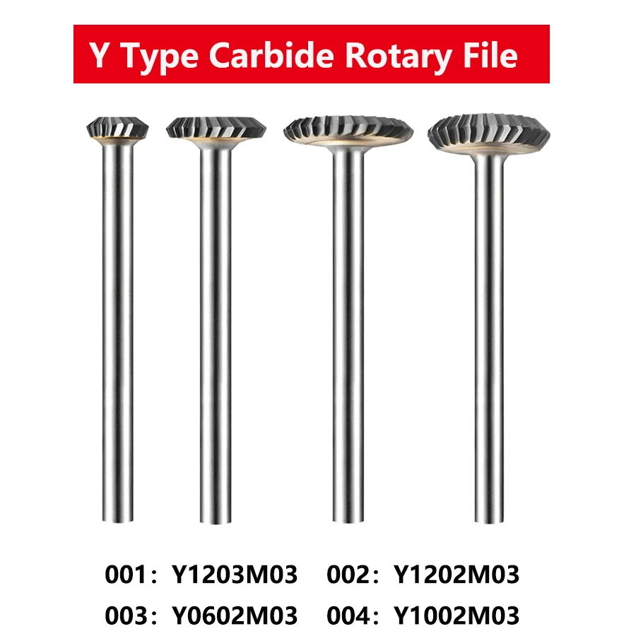 Y-Type Carbide Roterende Vijl Wolfraam Staal Slijpkop Insteekfrees 3Mm Schacht Enkele Groef Graveergereedschap Y0602m03