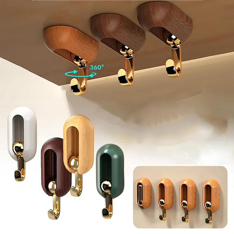 1pc 360° Rotating Hook Strong Adhesive Kitchen Bathroom Foyer Non Punching And Scratch Free Adhesive Hook Multifunctional Hook