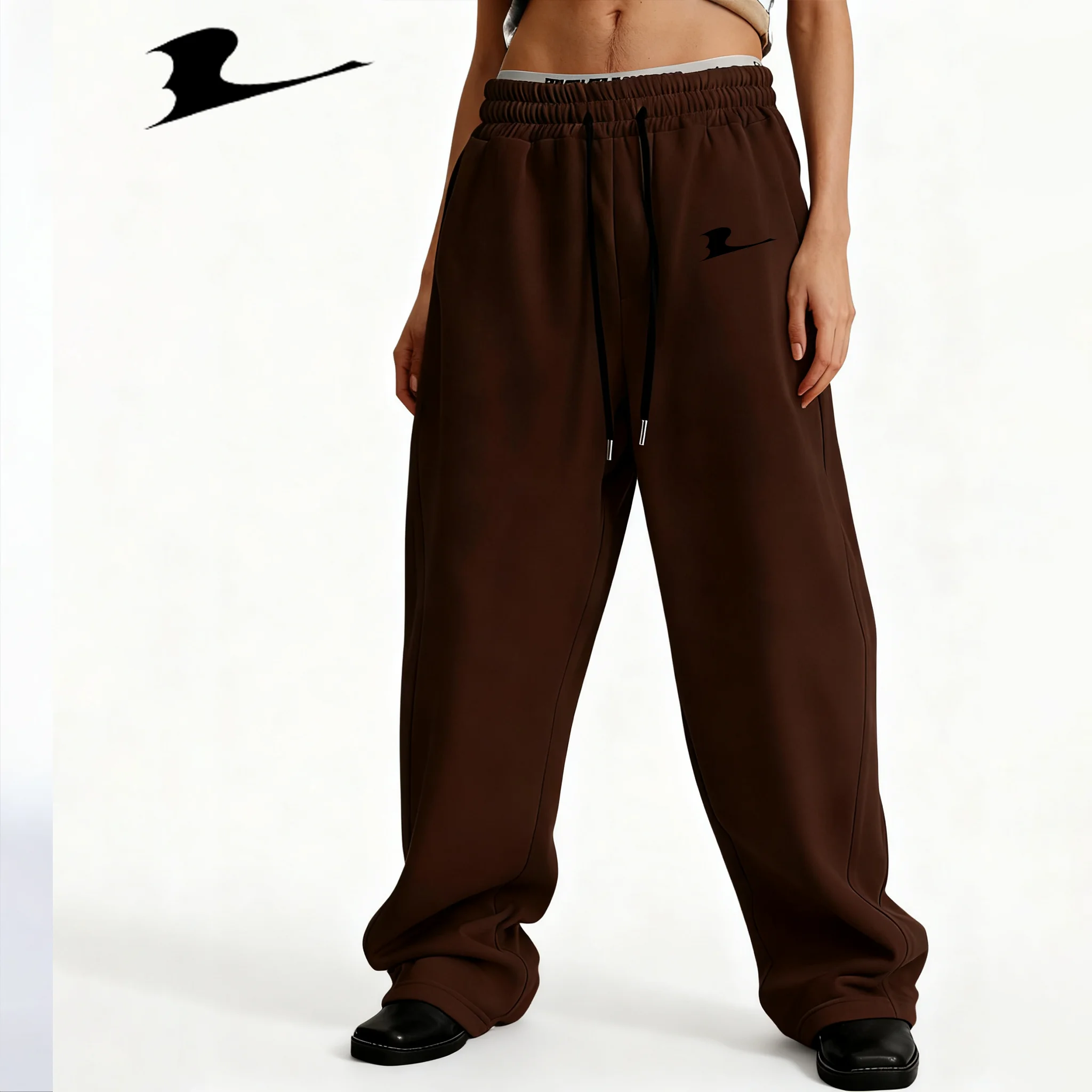 رجل رياضي النورس طباعة ركض عادية فضفاض صالح Sweatpants ربيع الخريف الصوف مبطن السراويل مرونة الخصر الرباط بنطلون #6