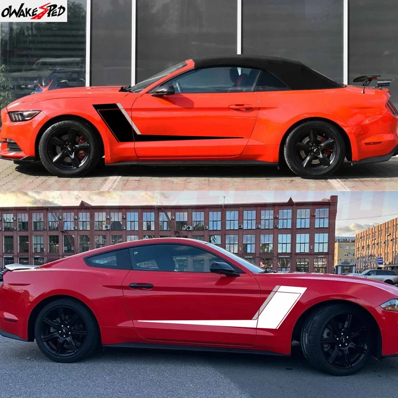 2-Piece car body door side trim sticker film sports stripe RS3 racing styling vinyl decal tuning accessories