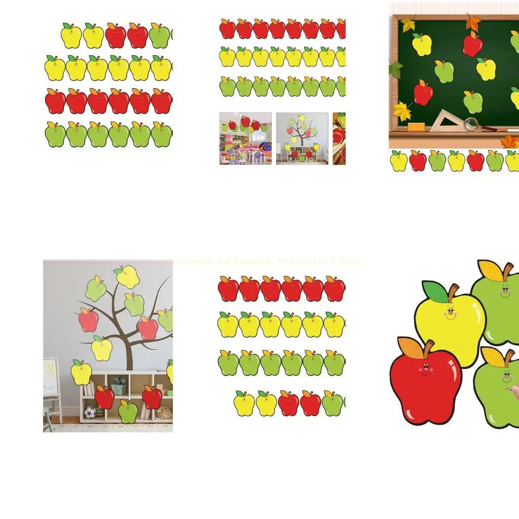 Conjunto 30 cartões boletim 5,5 x 4,5 polegadas recortes formato fruta volta às aulas, suprimentos para sala