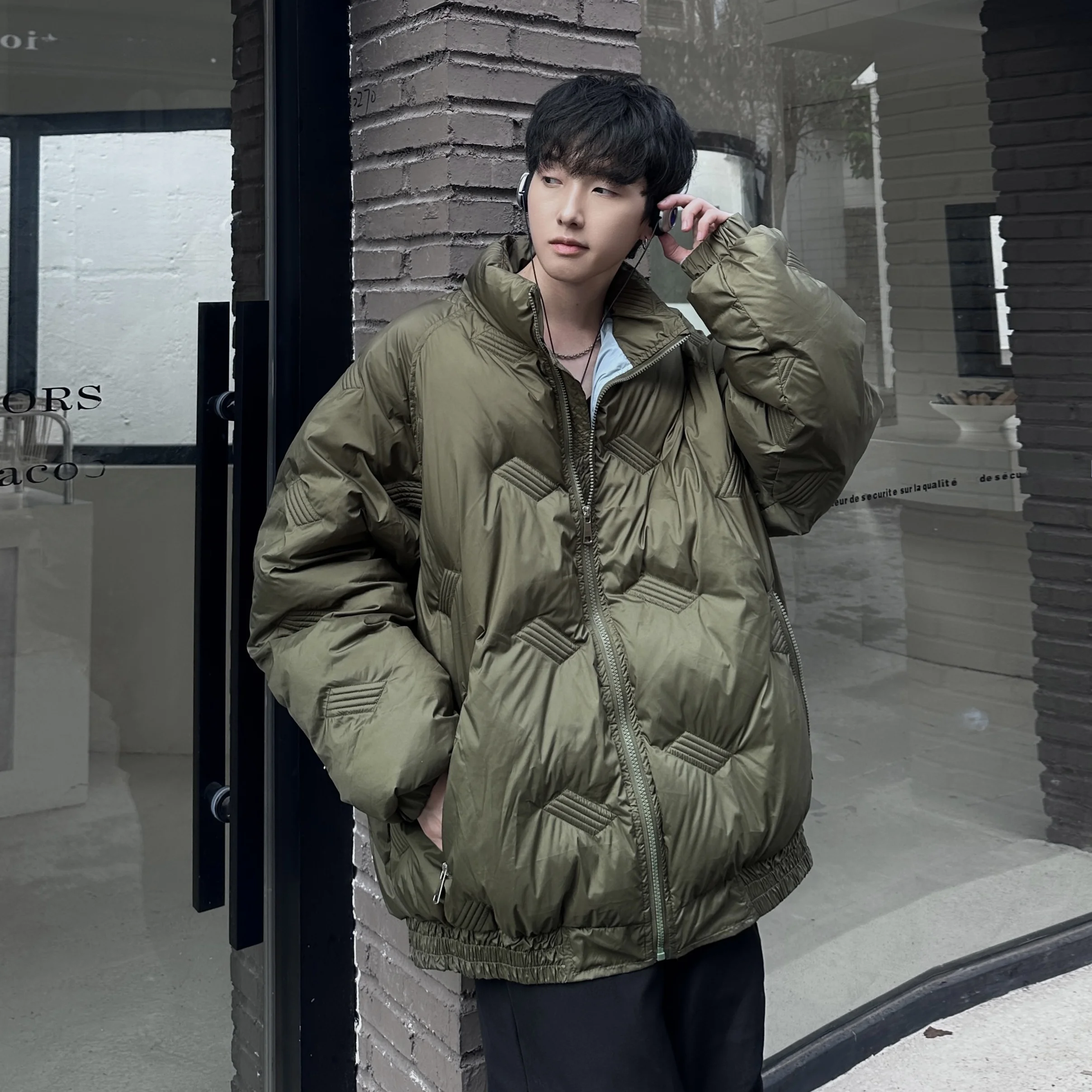 

American Retro Stand Collar Loose Workwear Cotton Jaet Men Winter y Casual Thiened Cotton Coat Warmth Youth Trend