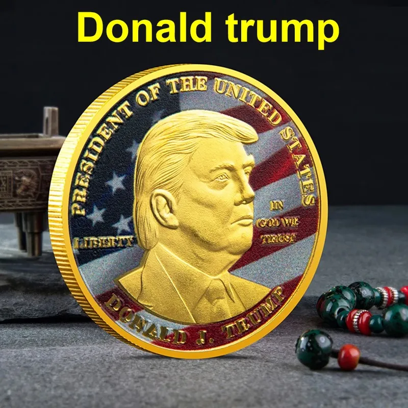 

New President Trump Commemorative Coin Silver Gilded Eagle Medal Coin Souvenir Supporter Gift