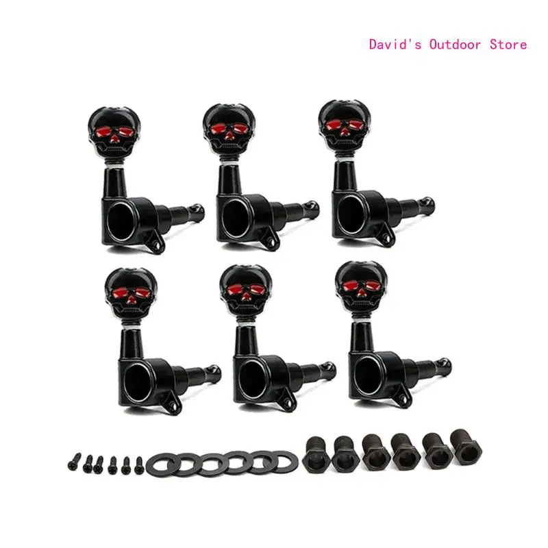 

6Pcs Guitar Tuning Pegs Skull Button Keys Machine Head Tuners Easy to Install X3UA