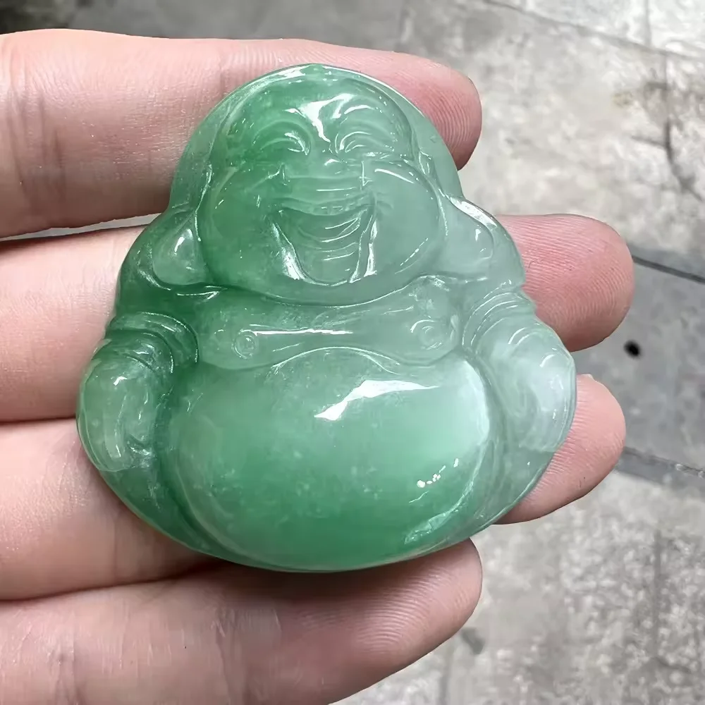 Jumbo Green Jade Budda Bruma Jade Budda Jewelry 40mm Jadeite Buddhist Jewelry Lucky Pendant Energy Adult Women For Mother Gift