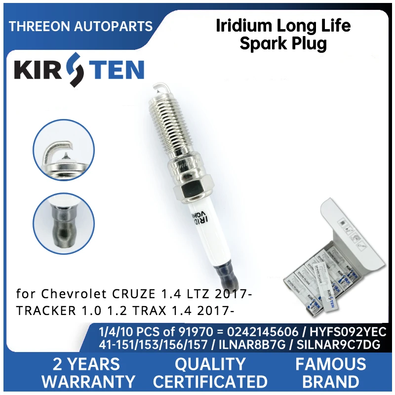 KIRSTEN Iridium Spark Plug for Chevrolet CRUZE 1.4 LTZ 2017- TRACKER 1.0 1.2 TRAX 1.4 2017- AAR5NIP 12637199 55509240 KSP91970