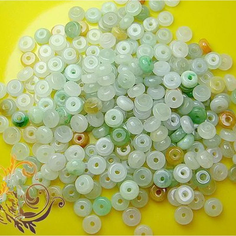 10pcs Jade A Cargo Loose Beads 6mm Small Jade Buckle DIY Bracelet Bead Accessories Beading Material