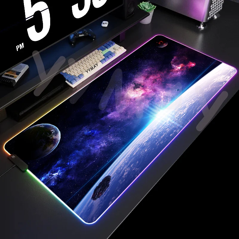 

RGB Gaming Starry Sky Mousepad Space Mouse Mats LED Large Gamer Mousepads XXL Keyboard Pads Luminous Desk Mat Mouse Pad Backlit