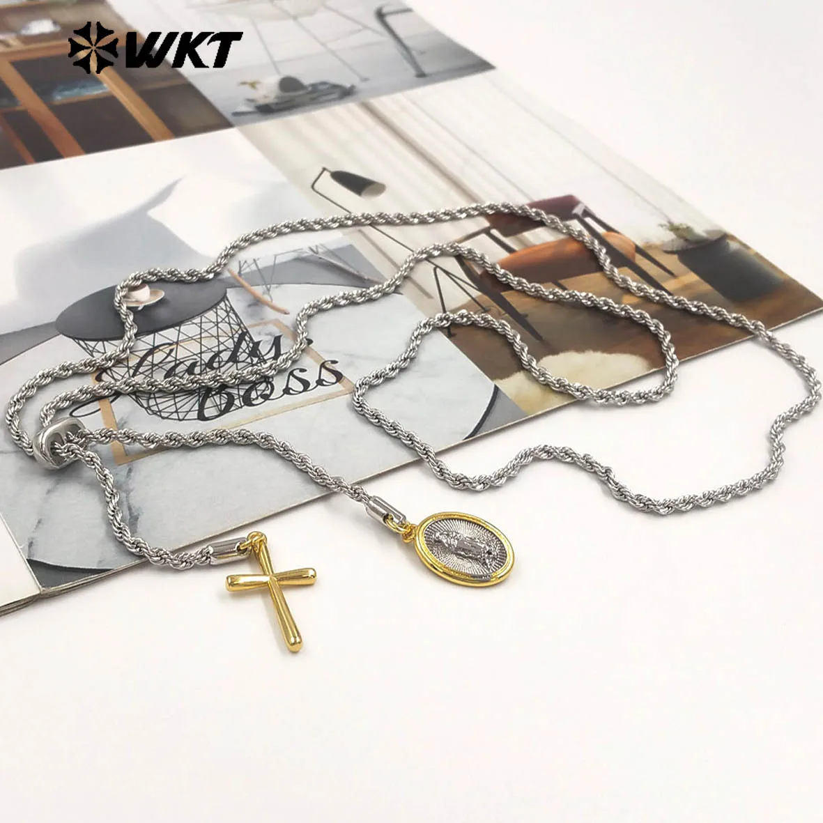 

WT-JFN56 2025 Новое модное милое желтое латунное ожерелье диаметром 90 см с настоящим позолоченным покрытием для жены, свадебные украшения