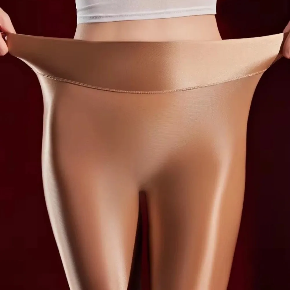 Hochwertige 360° Nahtlose Glänzende Strumpfhose, Glatte Frühling-Herbst Fitness-Strumpfhose, Dünne Sexy Seidige Damen-Strumpfhose – Detail 4