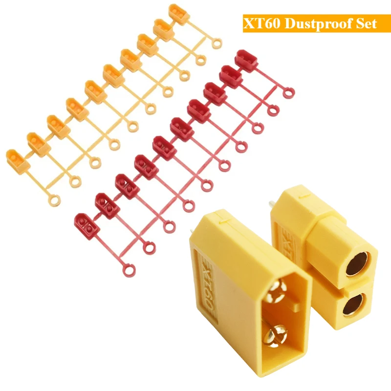 XT60 Dustproof Set with Male/Female Connectors & Covers Multi-Color Waterproof & Secure Fit, Anti-Corrosion for Drone/Charger