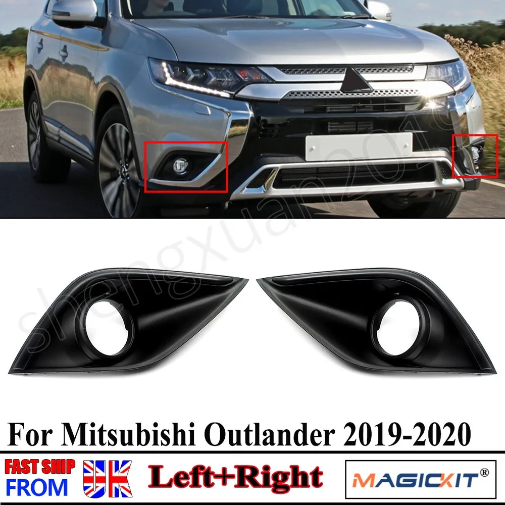 

Чехлы для противотуманных фар для Mitsubishi Outlander Petrol Diesel SUV 2019 2020, пара передних бамперов, противотуманные фары, рамки для ламп, черные
