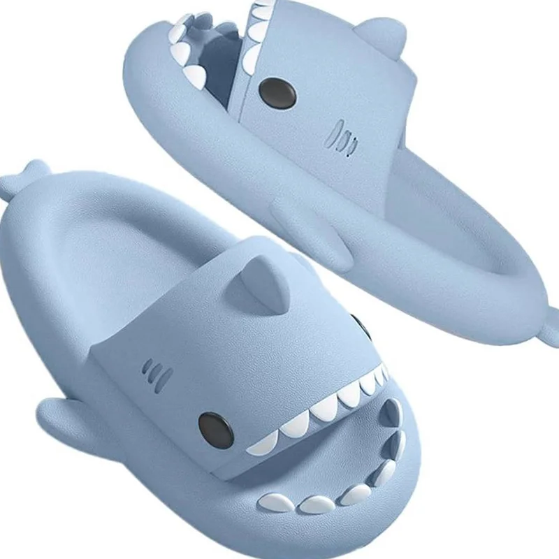 Cartoon Shark Non-Slip Slippers, Lightweight Quick-Drying Slippers For Men And Women, Outdoor Beach Shoes