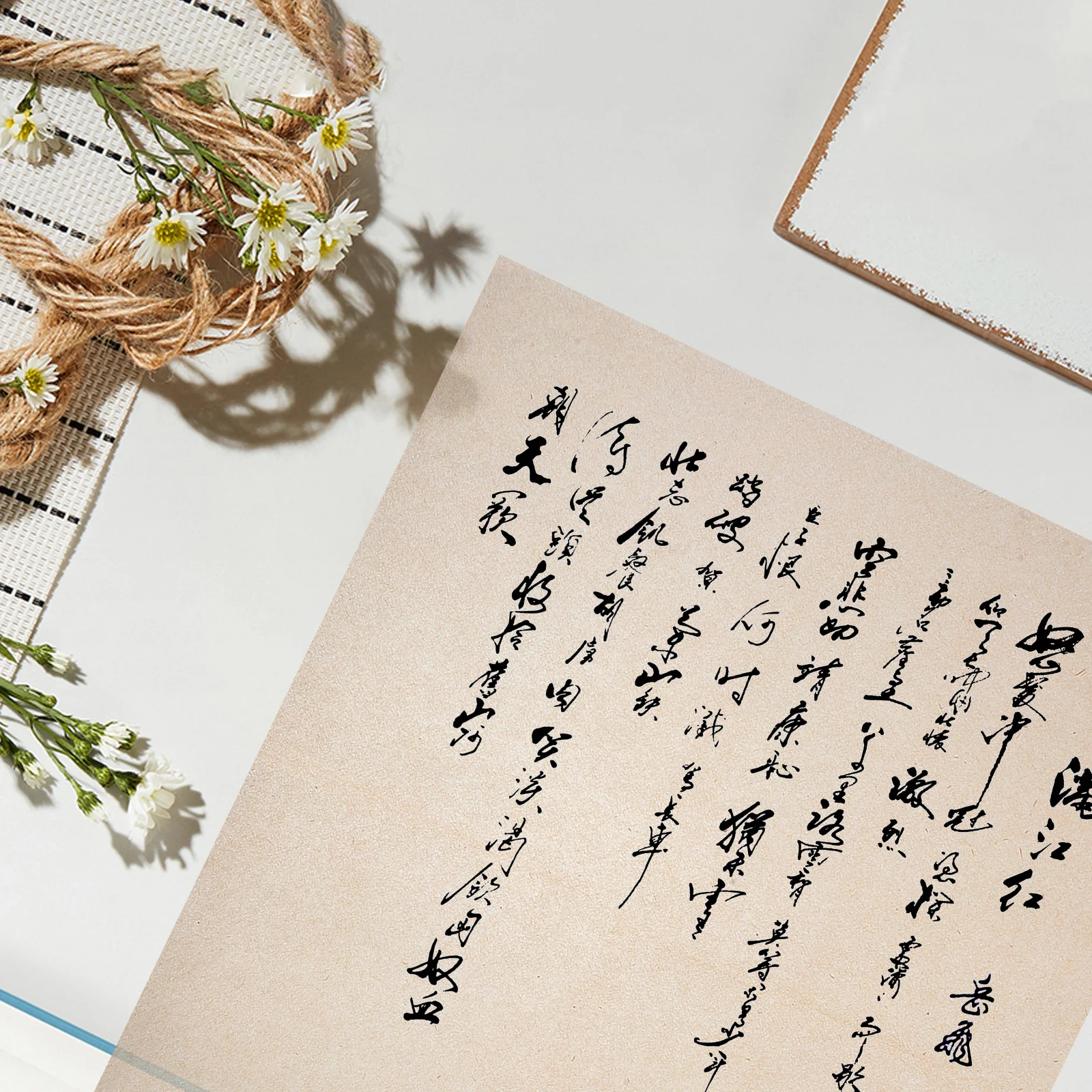 

50Pcs Ancient Style Handmade Semi-Ripe Xuan Paper for Calligraphy Practice Chinese Painting Rice Paper Sheets Craft Art Supplies