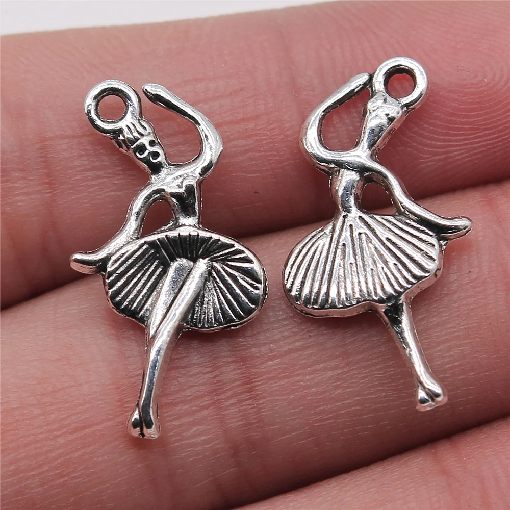 20pcs 14x25mm Dancing Pendant Charms Antique Silver Color For DIY Jewelry Making Zinc Alloy Jewelry Findings