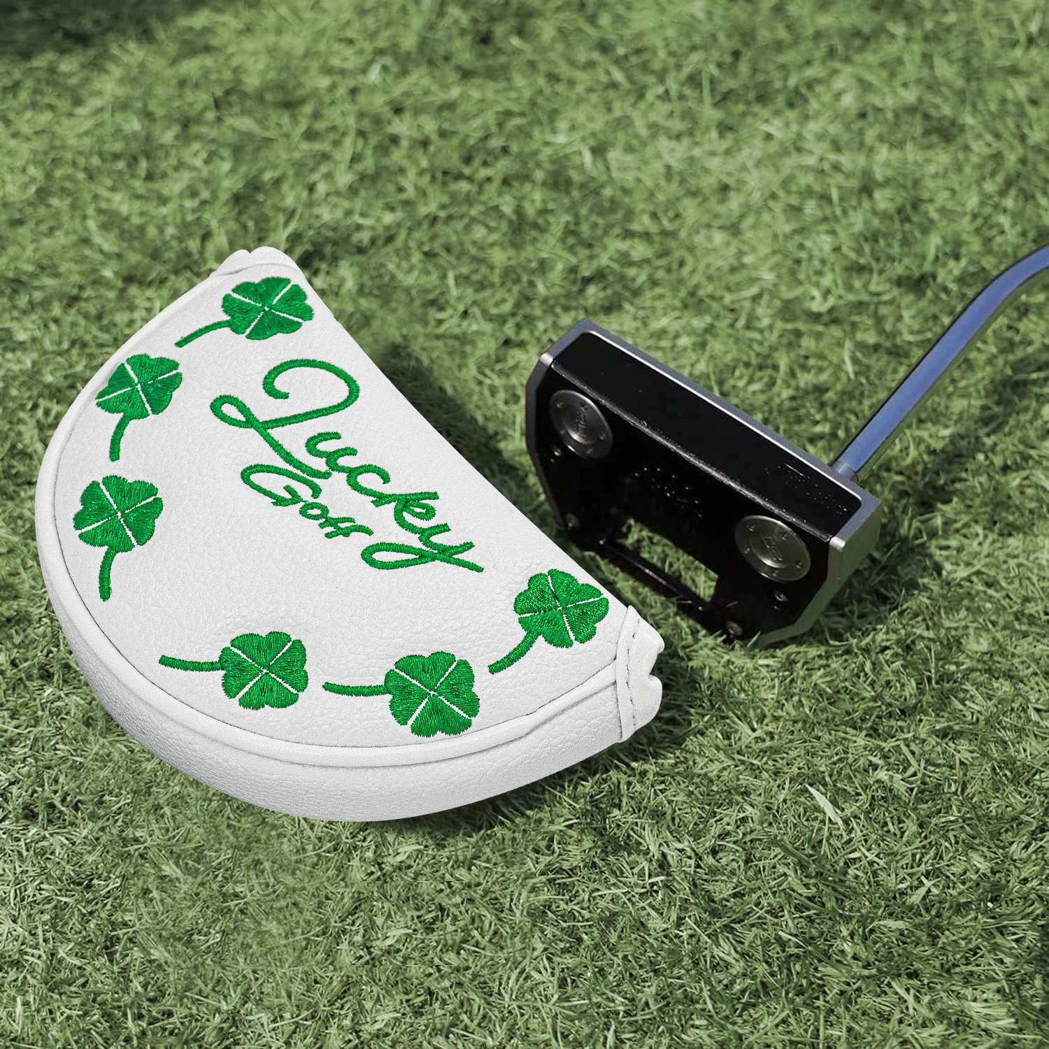 1pc Golf Protective Cover, Golf Putting Cover, Clover Design, Stylish and Durable, Magnetic Closure, Black and White Two Colors image 4