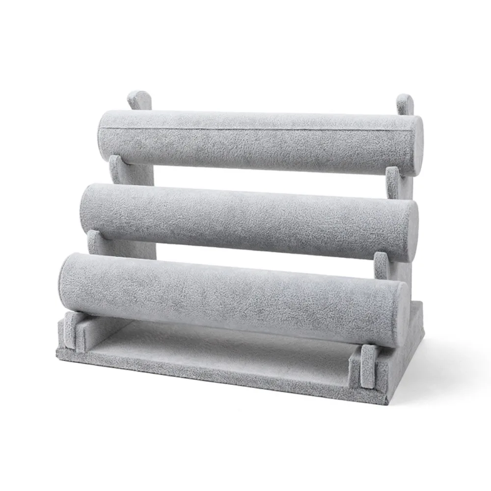 

3-слойный бархатный держатель для ювелирных изделий в стиле ретро, компактная подставка для браслета, многофункциональная большая емкость