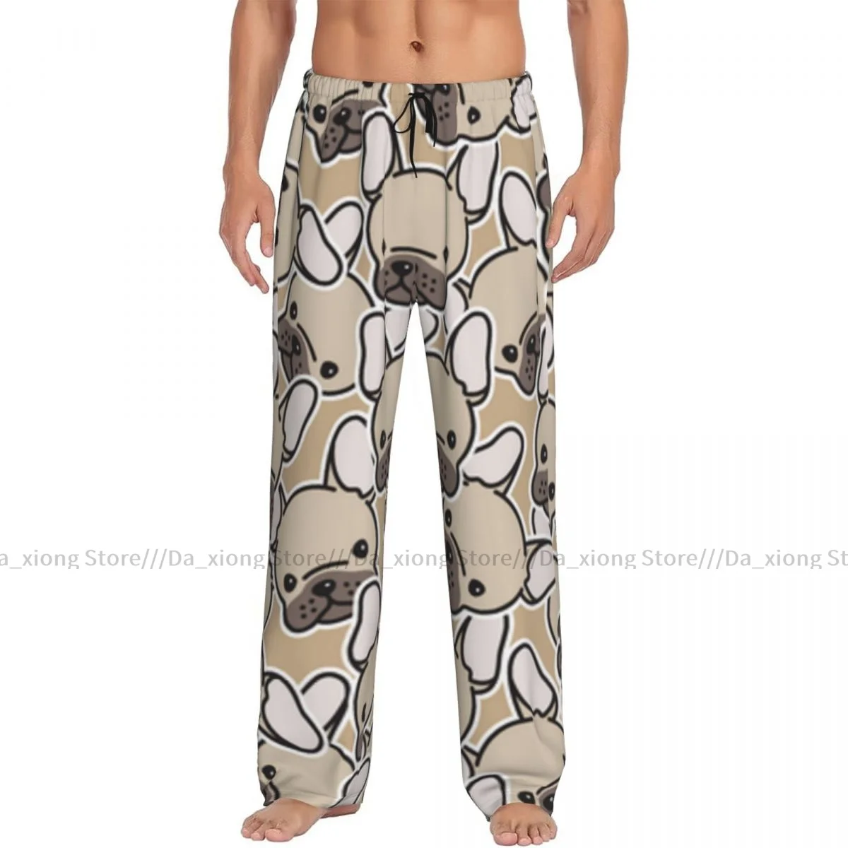 Men Sleep Bottoms Male Lounge Trousers Men\'s French Bulldog Head Pajama Pants