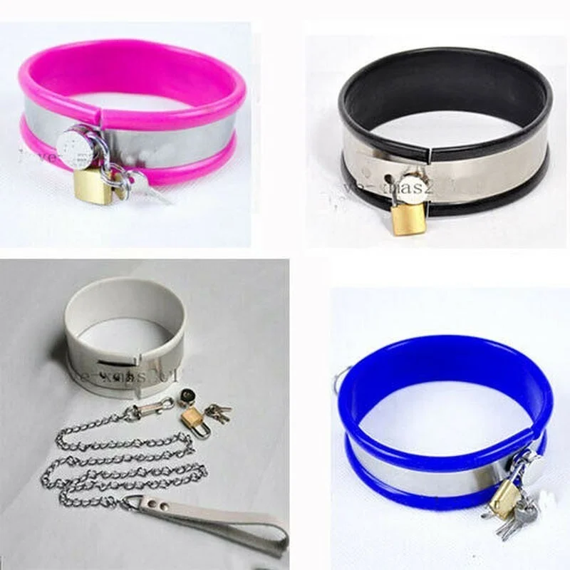 3pcs/Set Stainless Steel Lockable Neck Collar Handcuffs Ankle Cuffs Slave BDSM Shackles Leg Irons Erotic Sex Games for Adults