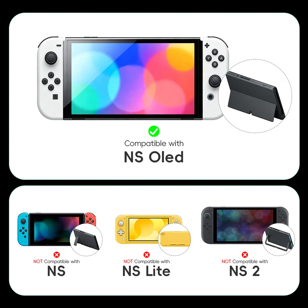DATA FROG Crystal Shell Protective Case Cover tible-Switch OLED Console Protective Case Game Console Accessories