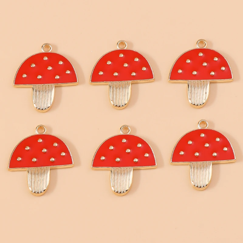 

20pcs 20x23mm Cute Enamel Food Mushroom Charms Pendants for Jewelry Making Drop Earrings Necklaces Bracelets DIY Crafts Supplies