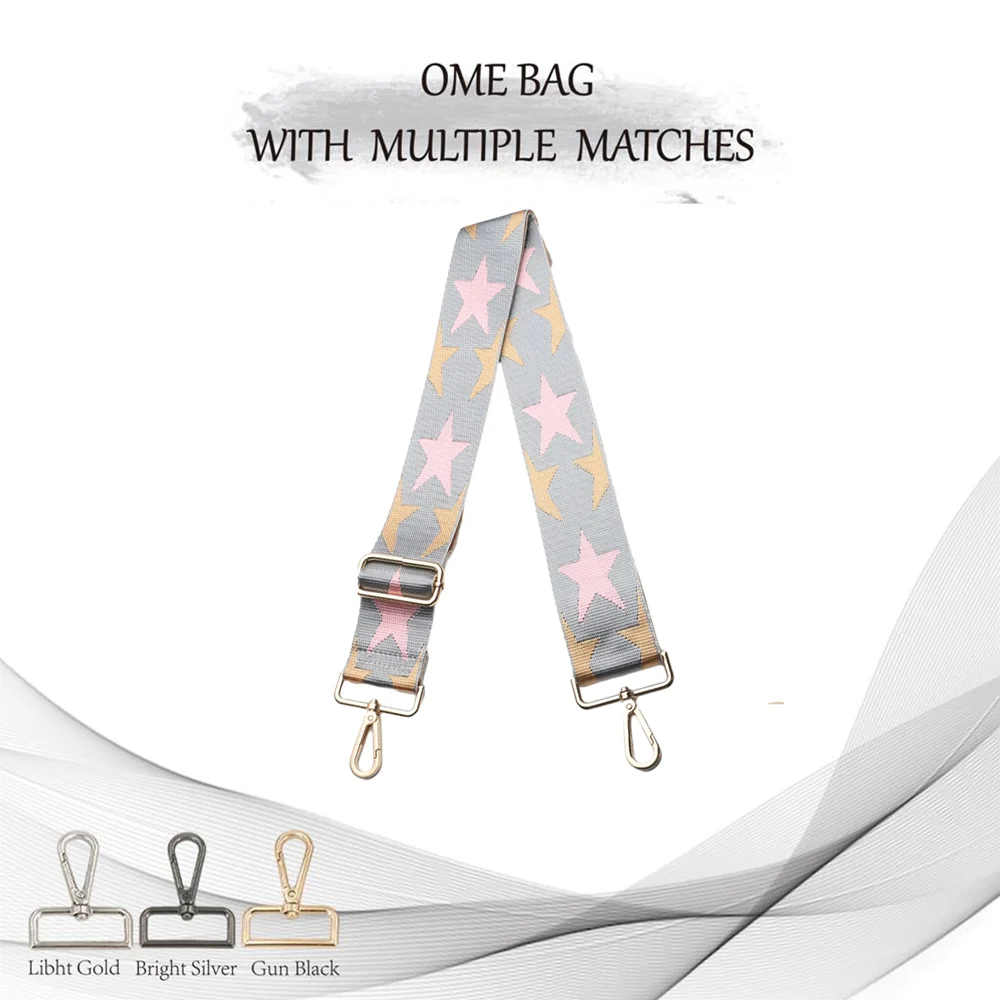 5CM NEW Colorful STAR motifs Shoulder Strap Wider Adjustable Crossbody DIY Thickened Fashion Nylon Bag Strap Accessories