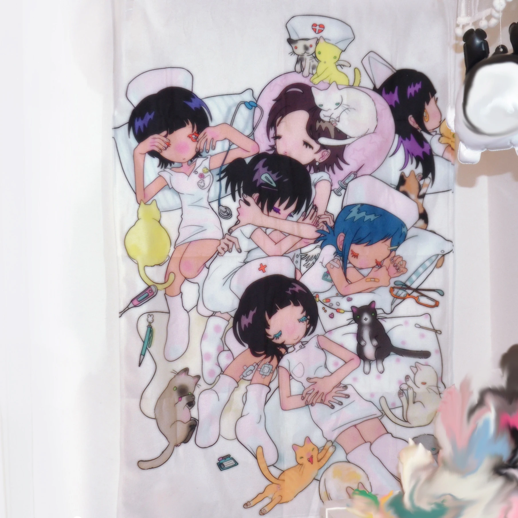 Ins stil mädchen hängen tuch cartoon schlafsaal schlafzimmer nacht tapisserie wand hintergrund tuch vermietung haus dekorative tuch