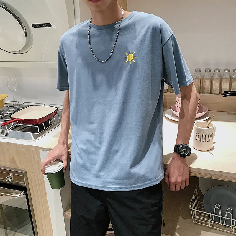 Fioletowa męska koszulka letnia japońska koszulka z krótkim rękawkiem Harajuku Baggy elementy z kreskówek Top Casual Oversized Man Clothes