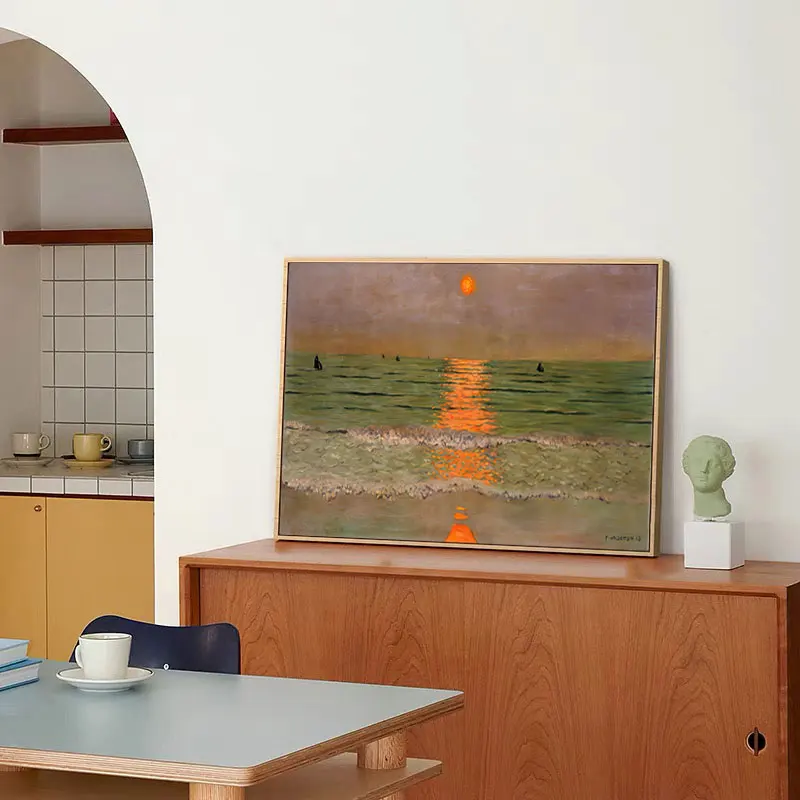 

Modern Minimalist Sunset Sunrise Ocean Wall Art Posters Canvas Painting Seaside Decor for Living Room Bedroom Home Decor