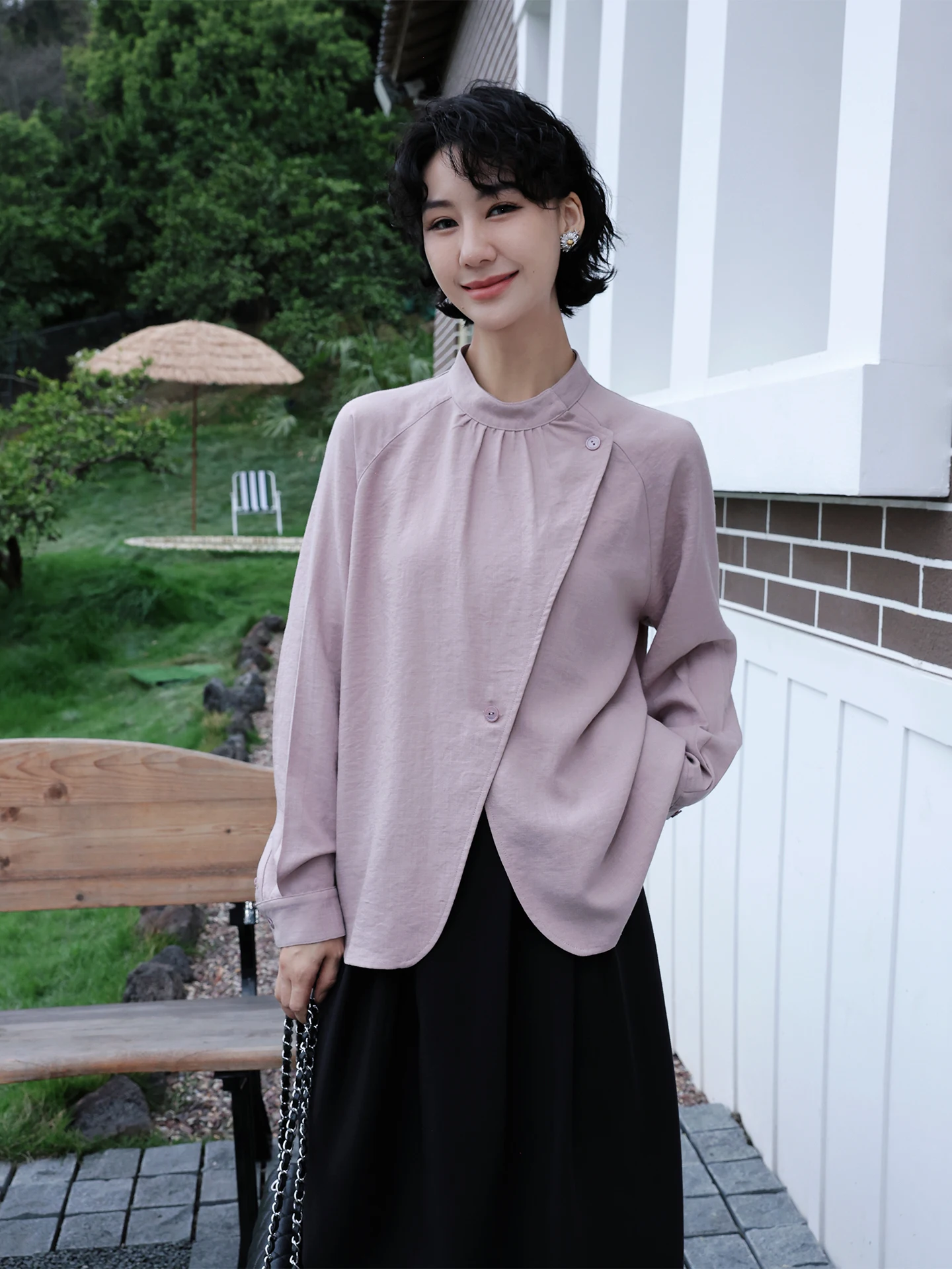 

Элегантная асимметричная свободная рубашка с дизайном в стиле Sweet Tart, повседневный шикарный топ для женщин, из смесового полиэстера, с длинным рукавом