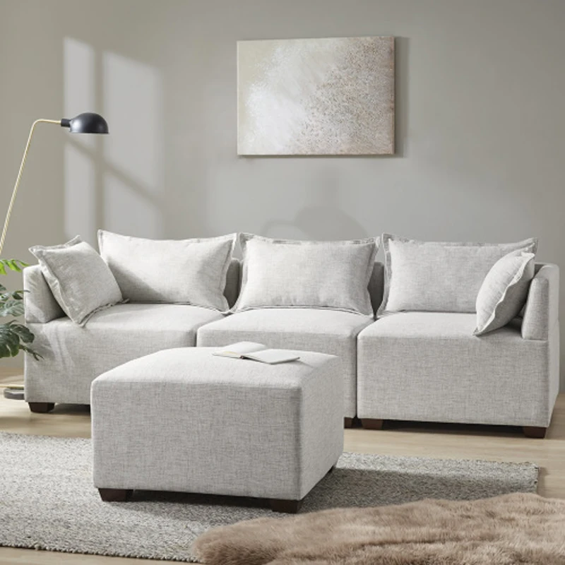 Customizable Modern Modular Sectional Sofa Set with Ottoman - Durable Fabric, Sleek & Clean Design, Perfect for Any Space