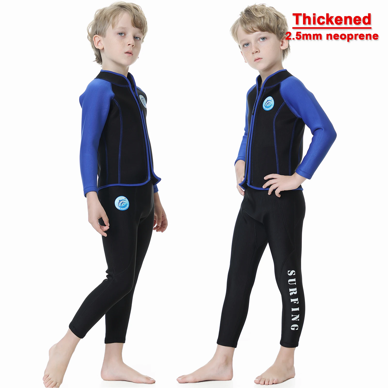 2-Piece Girls Boys Wetsuit 2.5MM Neoprene Scuba Freediving Tops+Pants Anti-UV Surfing Swimming Diving Children's Jellyfish Suits