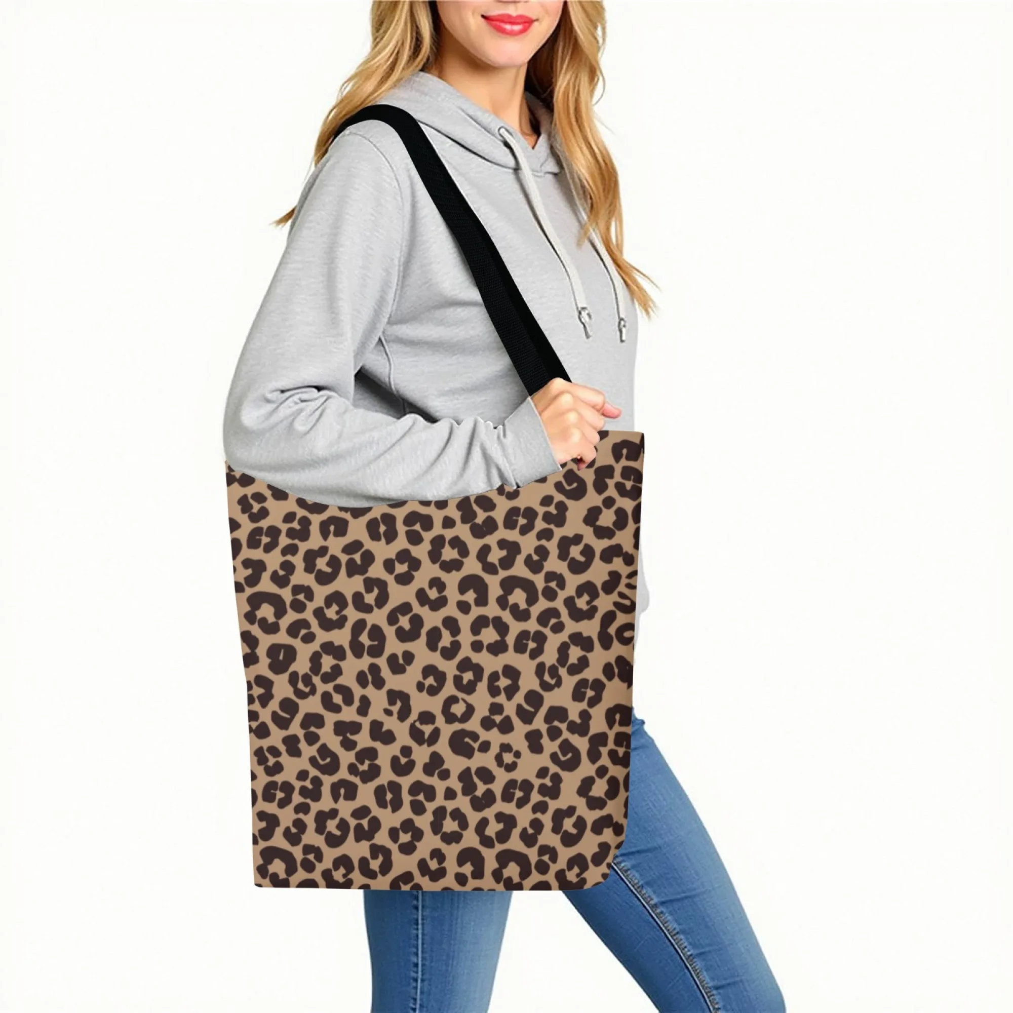 Borsa tote in tela di tendenza alla moda in stile coreano Borsa a tracolla con stampa leopardata per le donne perfetta per gli appassionati di tendenza Pendolarismo quotidiano